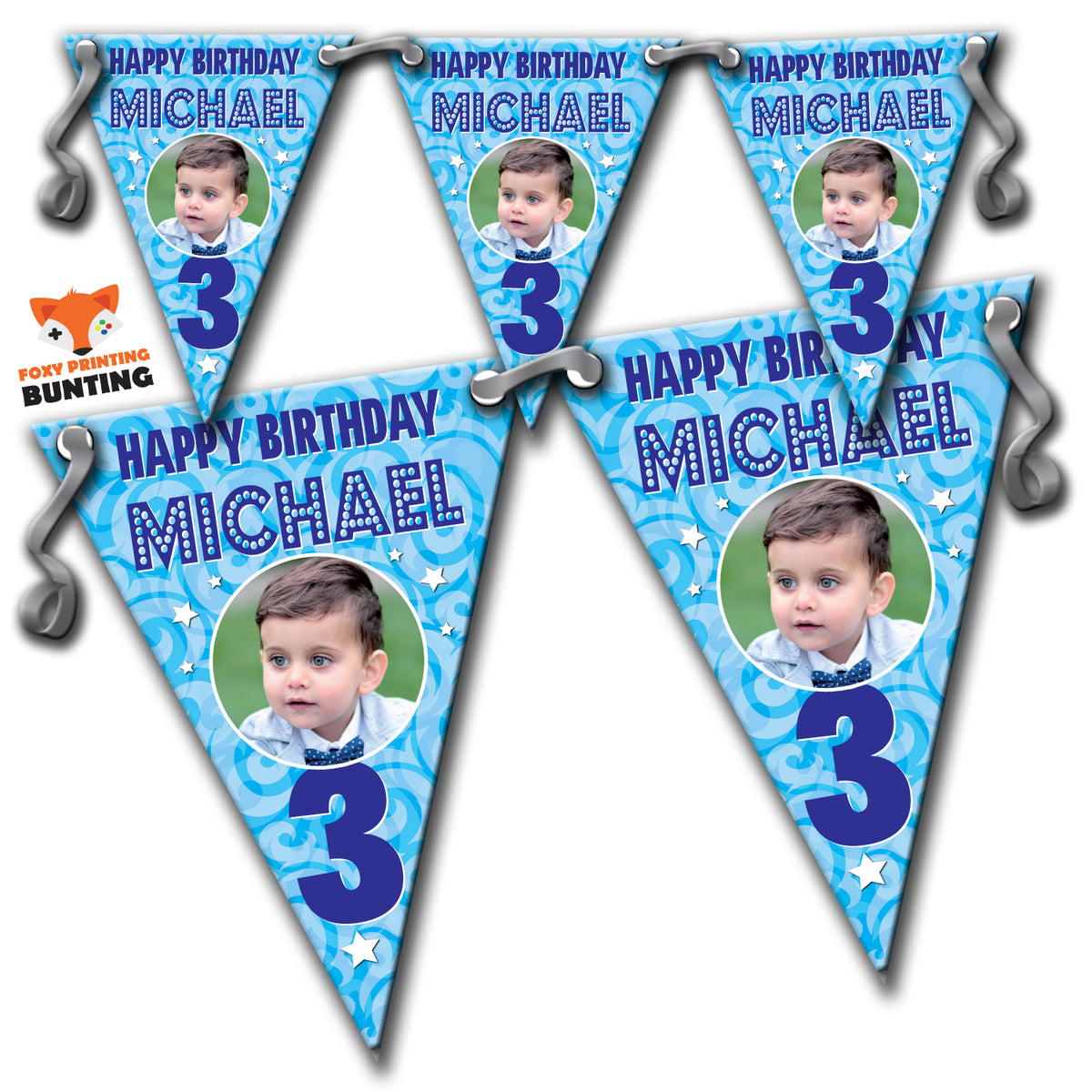 B009 Personalised Custom Photo Birthday Bunting Premium Party Decorations (Standard Bunting (14.8cm X 21cm)) β B009 Personalised Custom Photo Birthday Bunting