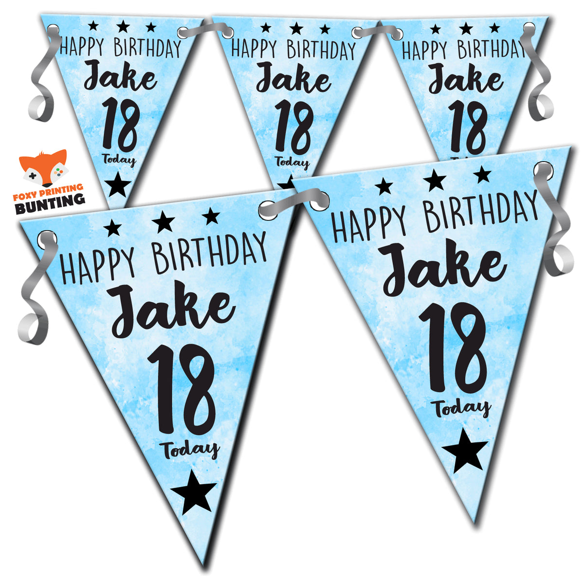B1 18th Birthday Blue Bunting Premium Party Decorations (Standard Bunting (14.8cm X 21cm)) β B1 18th Birthday Blue Bunting