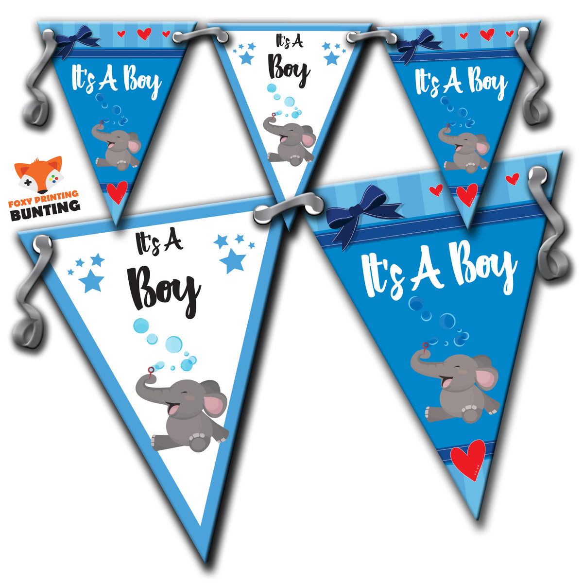 B10 MIXED Anna Bunting Its A Boy Personalised Bunting Premium Party Decorations (Standard Bunting (14.8cm X 21cm)) – B10 MIXED Anna Bunting Its A Boy Personalised Bunting