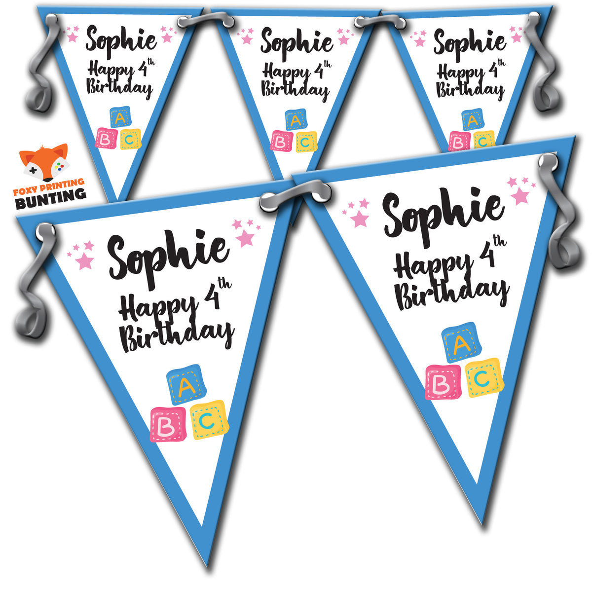 B20 Anna Bunting ABC Personalised Custom Bunting Premium Party Decorations (Standard Bunting (14.8cm X 21cm))