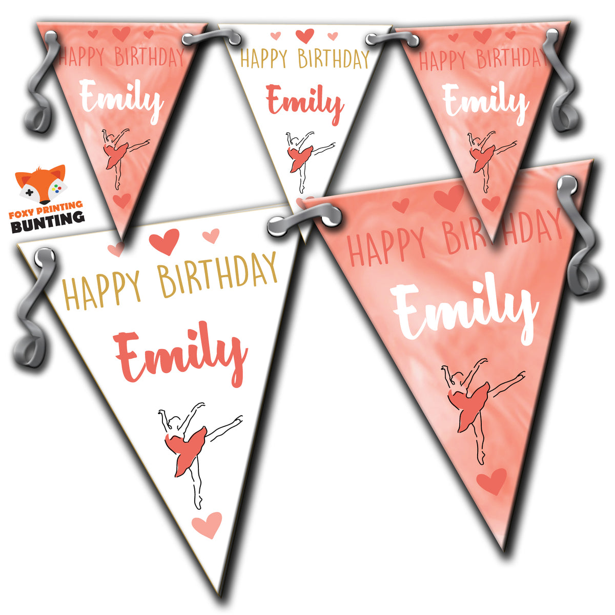 B22 MIXED Anna Bunting Ballet Personalised Custom Bunting Premium Party Decorations (Standard Bunting (14.8cm X 21cm)) β B22 MIXED Anna Bunting Ballet Personalised Custom Bunting