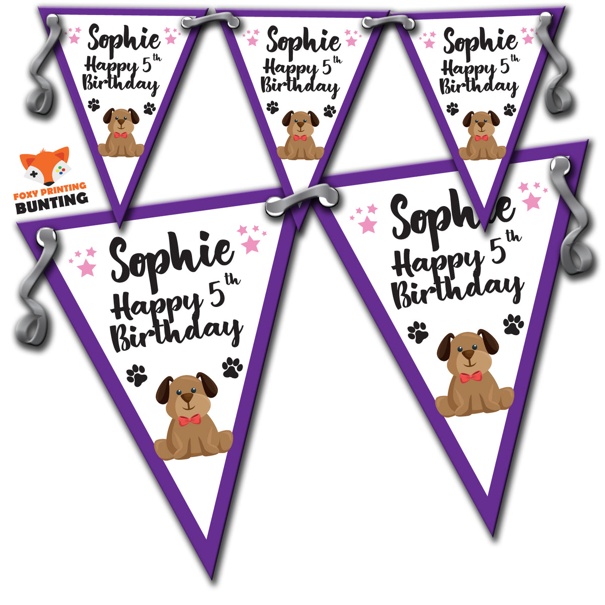 B24 Anna Bunting Dog Personalised Custom Bunting Premium Party Decorations (Standard Bunting (14.8cm X 21cm)) β B24 Anna Bunting Dog Personalised Custom Bunting