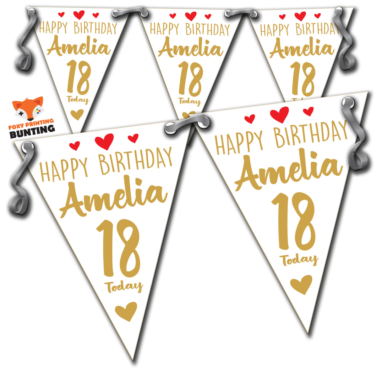 B4 18th Birthday Gold A Personalised Bunting Premium Party Decorations (Standard Bunting (14.8cm X 21cm)) β B4 18th Birthday Gold A Personalised Bunting