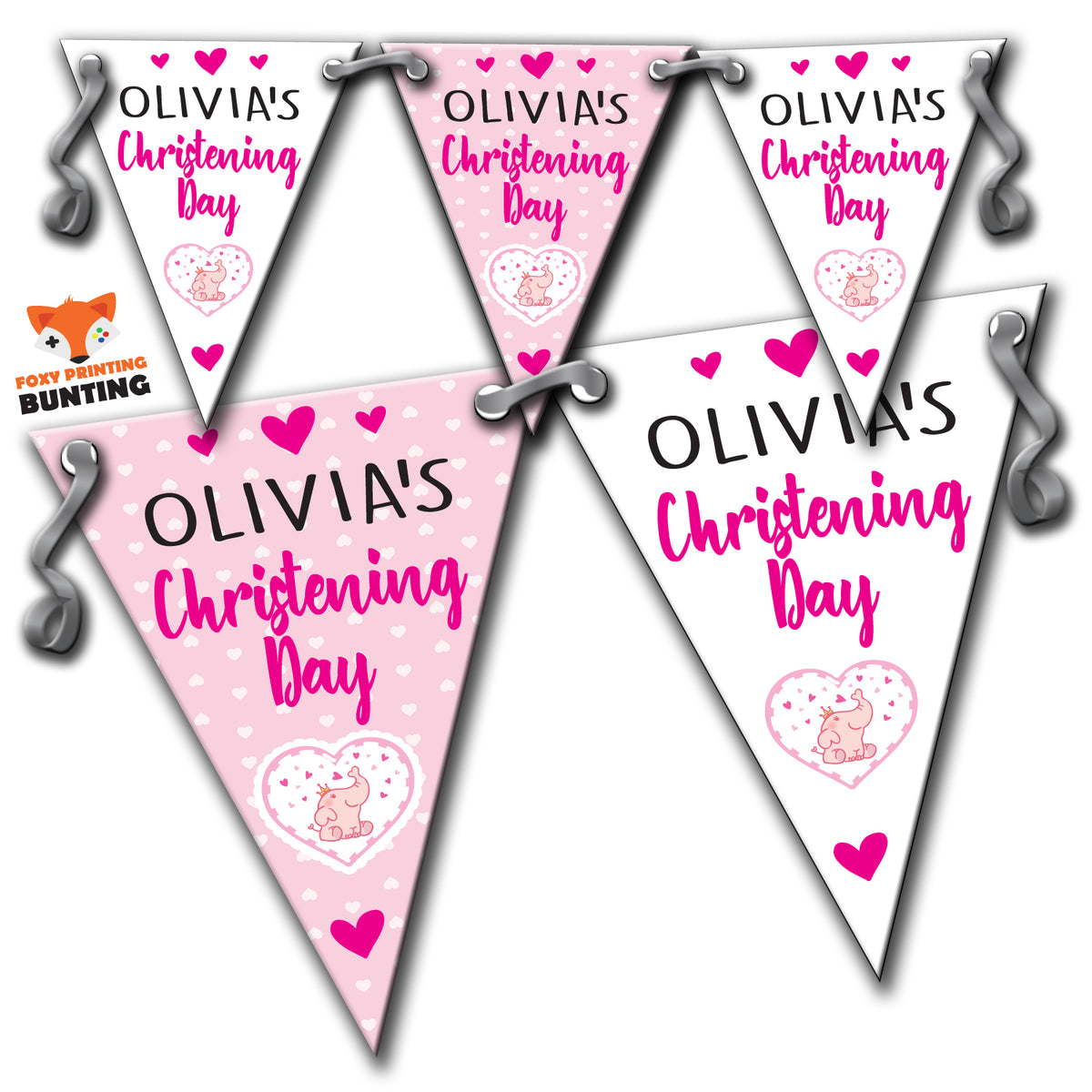 B40 MIXED Christening Day Pink B Bunting Premium Party Decorations (Standard Bunting (14.8cm X 21cm)) – B40 MIXED Christening Day Pink B Bunting