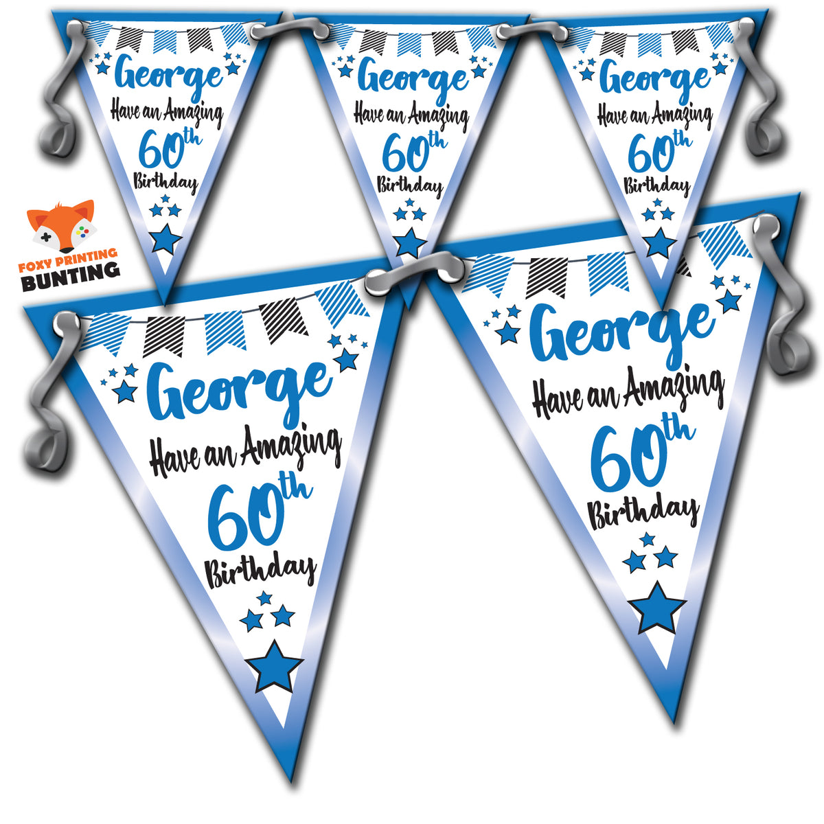 B42 Happy Birthday Blue Bunting Premium Party Decorations (Standard Bunting (14.8cm X 21cm)) – B42 Happy Birthday Blue Bunting