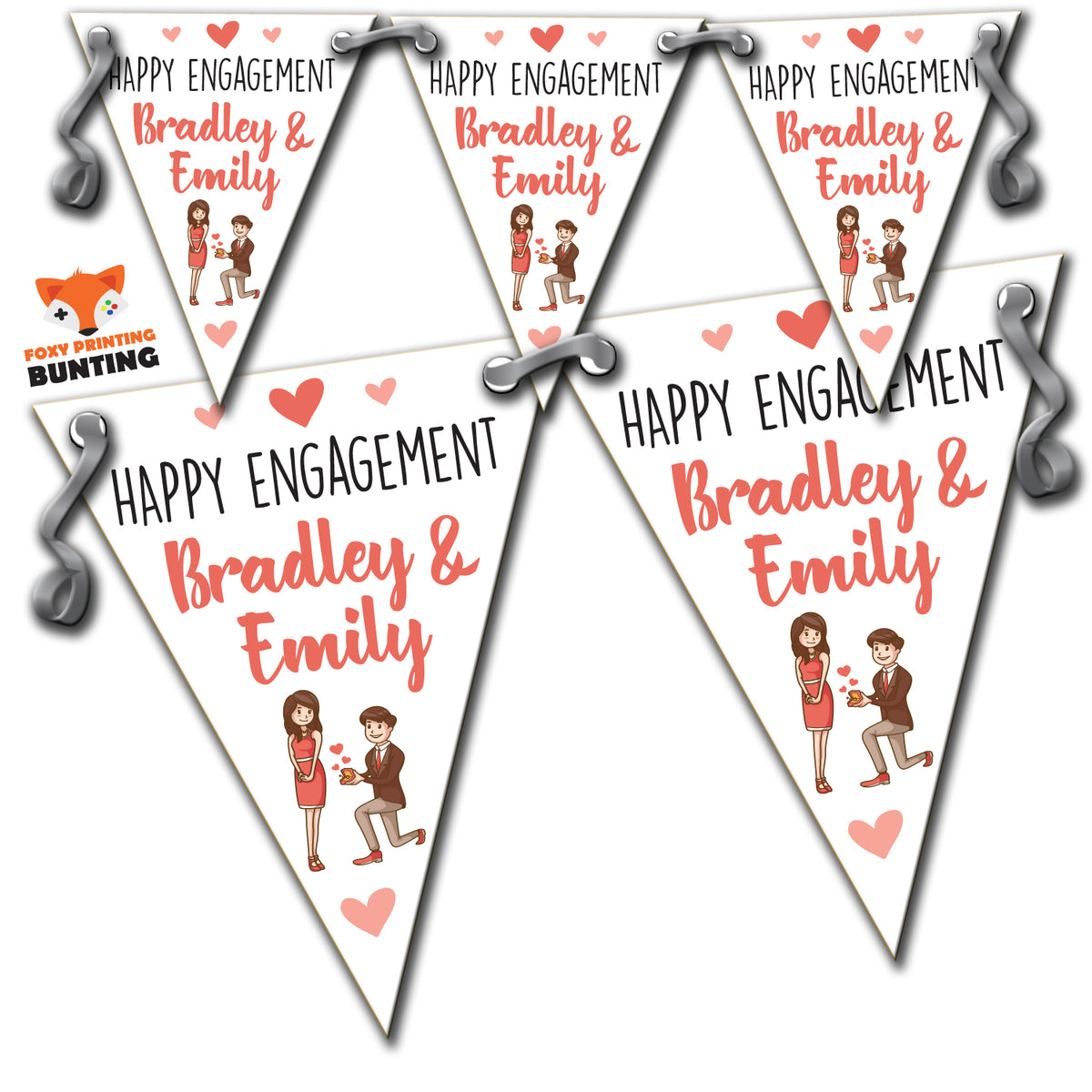 B48 Happy Engagement & Congratulations Pink A Bunting Premium Party Decorations (Standard Bunting (14.8cm X 21cm)) β B48 Happy Engagement & Congratulations Pink A Bunting