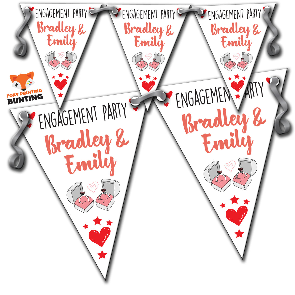 B50Happy Engagement & Congratulations Pink Design 2 A Bunting Premium Party Decorations (Standard Bunting (14.8cm X 21cm))