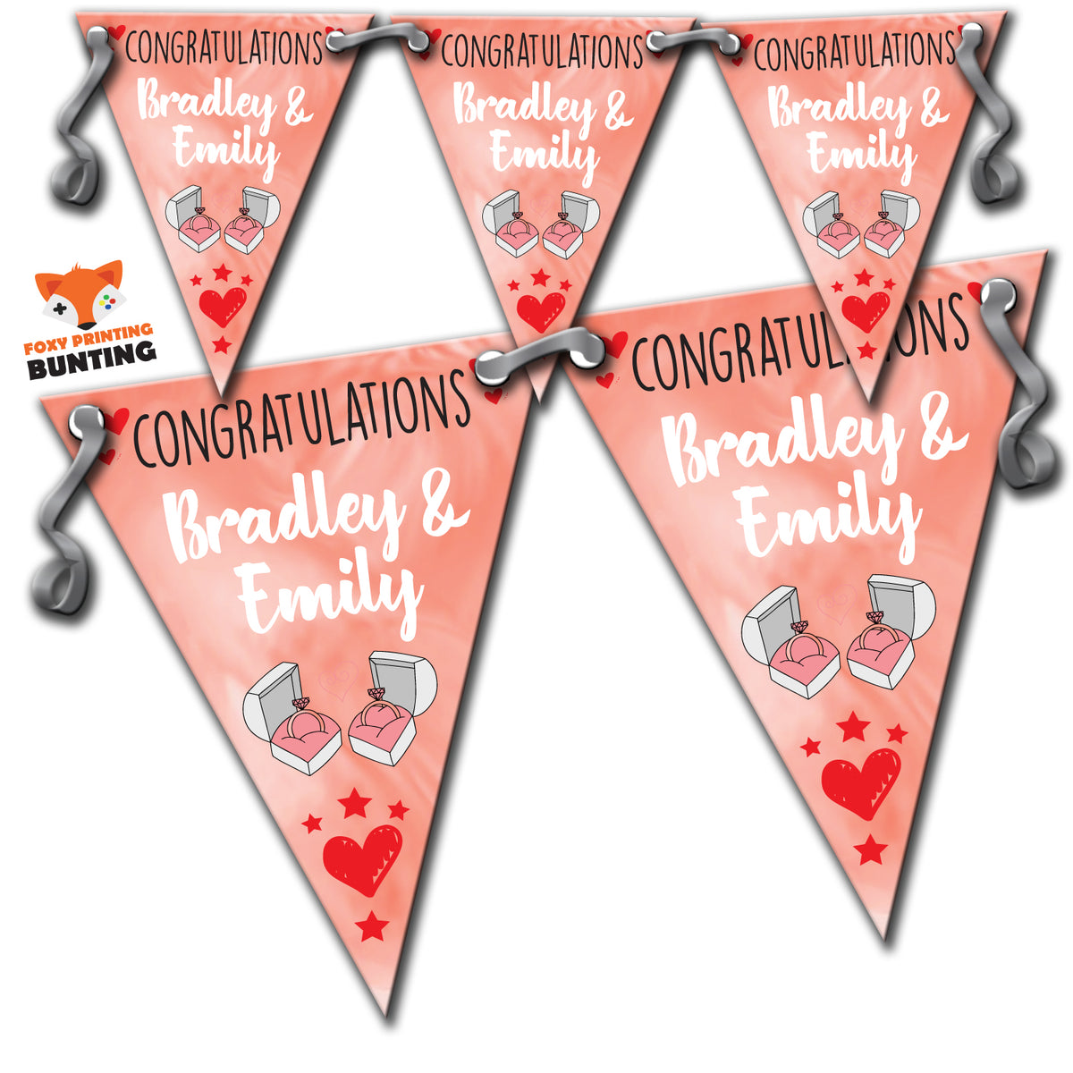 B51 Happy Engagement & Congratulations Pink Design 2 B Bunting Premium Party Decorations (Standard Bunting (14.8cm X 21cm)) – B51 Happy Engagement & Congratulations Pink Design 2 B Bunting