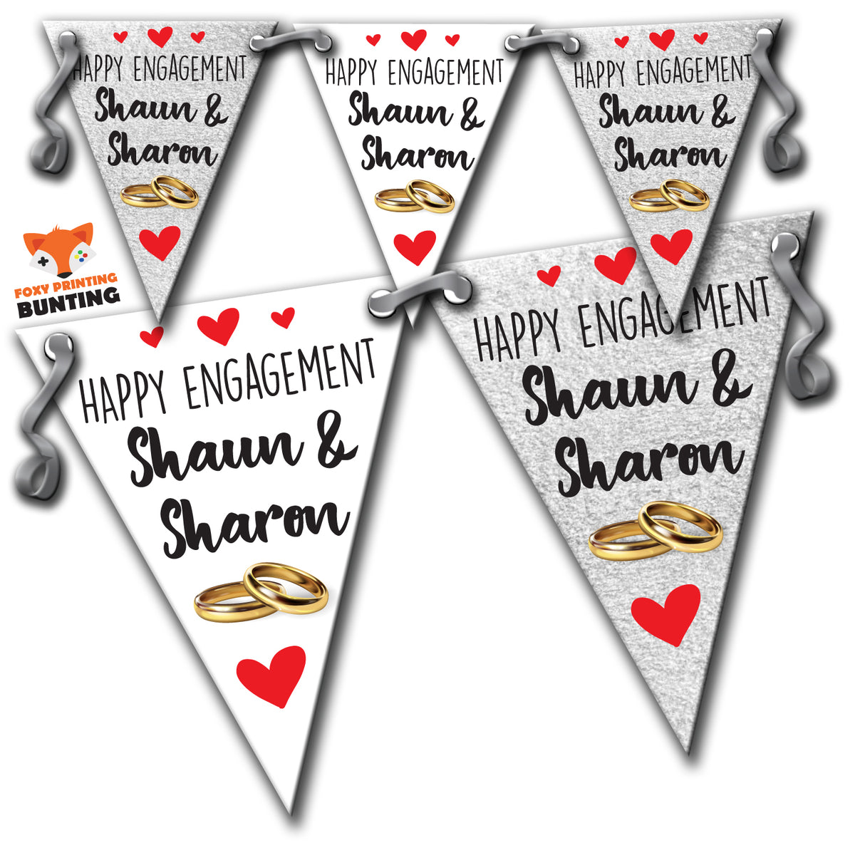 B57 MIXED Happy Engagement Silver B Bunting Premium Party Decorations (Standard Bunting (14.8cm X 21cm)) β B57 MIXED Happy Engagement Silver B Bunting