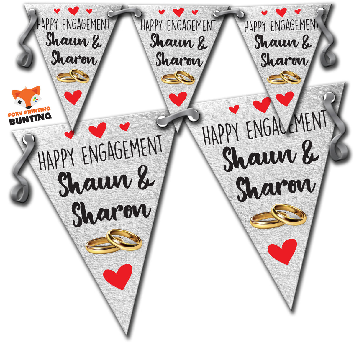 B57happy Engagement Silver B Bunting Premium Party Decorations (Standard Bunting (14.8cm X 21cm)) – B57happy Engagement Silver B Bunting