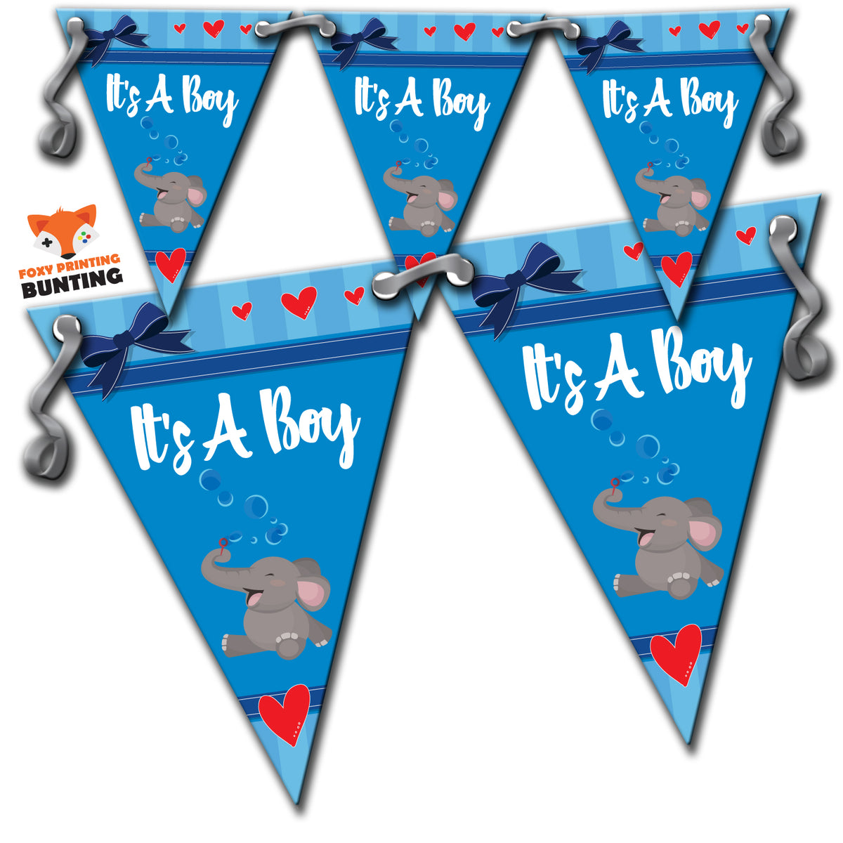 B9 Anna Bunting Its A Boy 2 Personalised Bunting Premium Party Decorations (Standard Bunting (14.8cm X 21cm)) β B9 Anna Bunting Its A Boy 2 Personalised Bunting