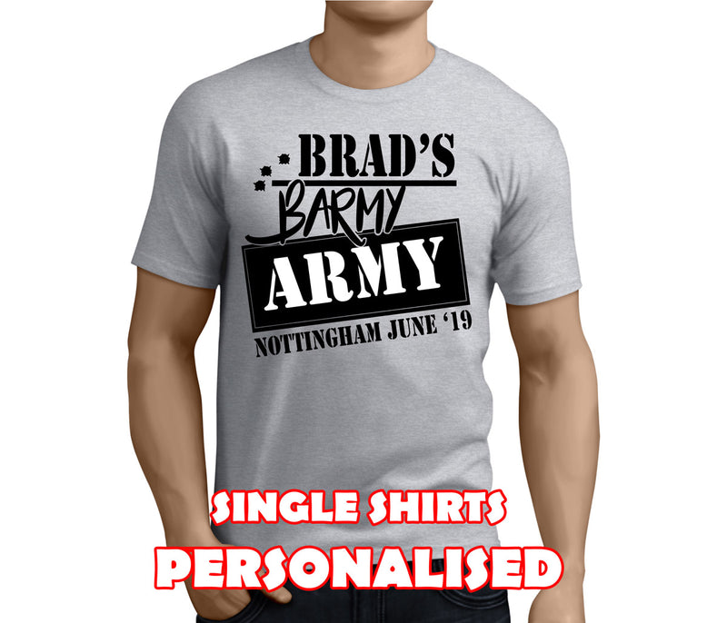Barmy Army Black Custom Stag T-Shirt - Any Name - Party Tee