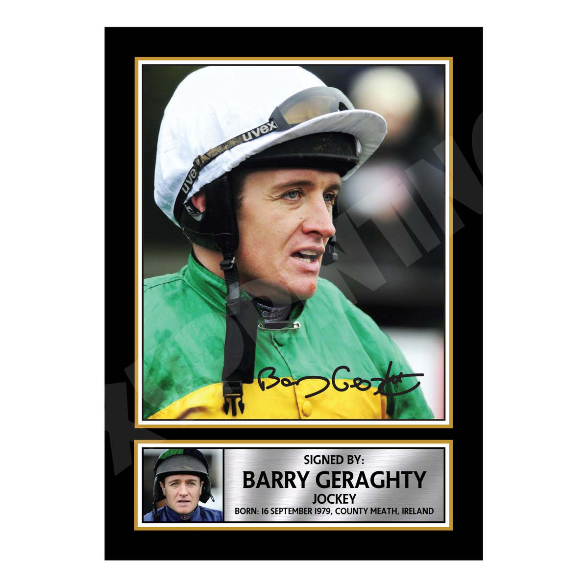 BARRY GERAGHTY Horse Racer Printed Signature Print – Horse Racing – Barry Geraghty Horse Racer Printed Signature Print – A1 Print Only