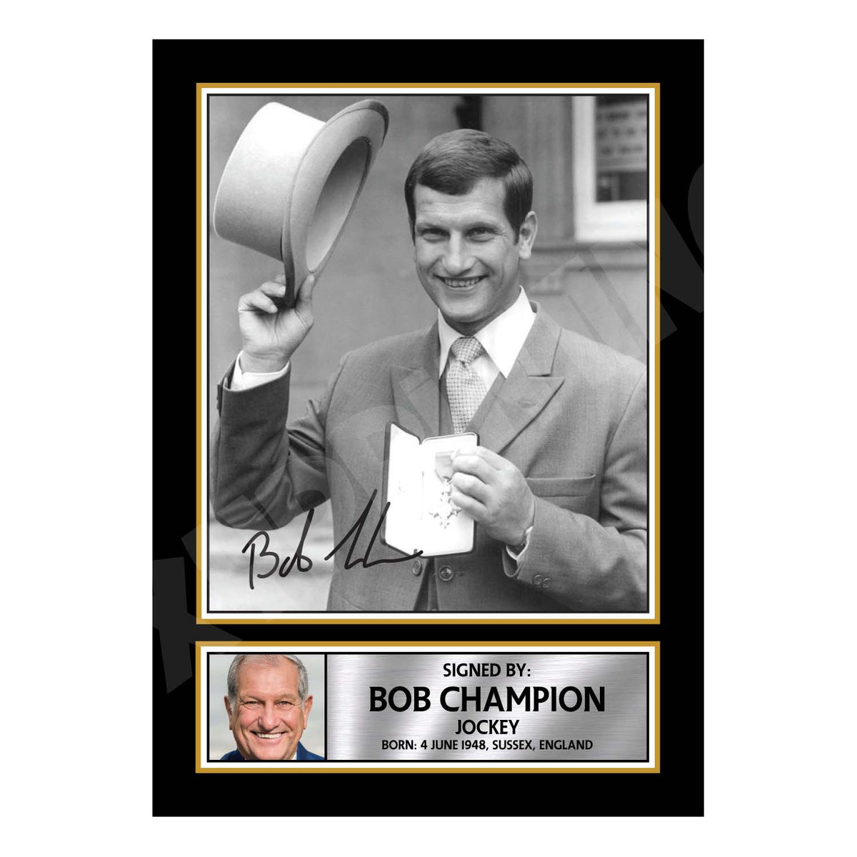 BOB CHAMPION 2 Horse Racer Printed Signature Print – Horse Racing – BOB CHAMPION 2 Horse Racer Printed Signature Print – A1 Print Only