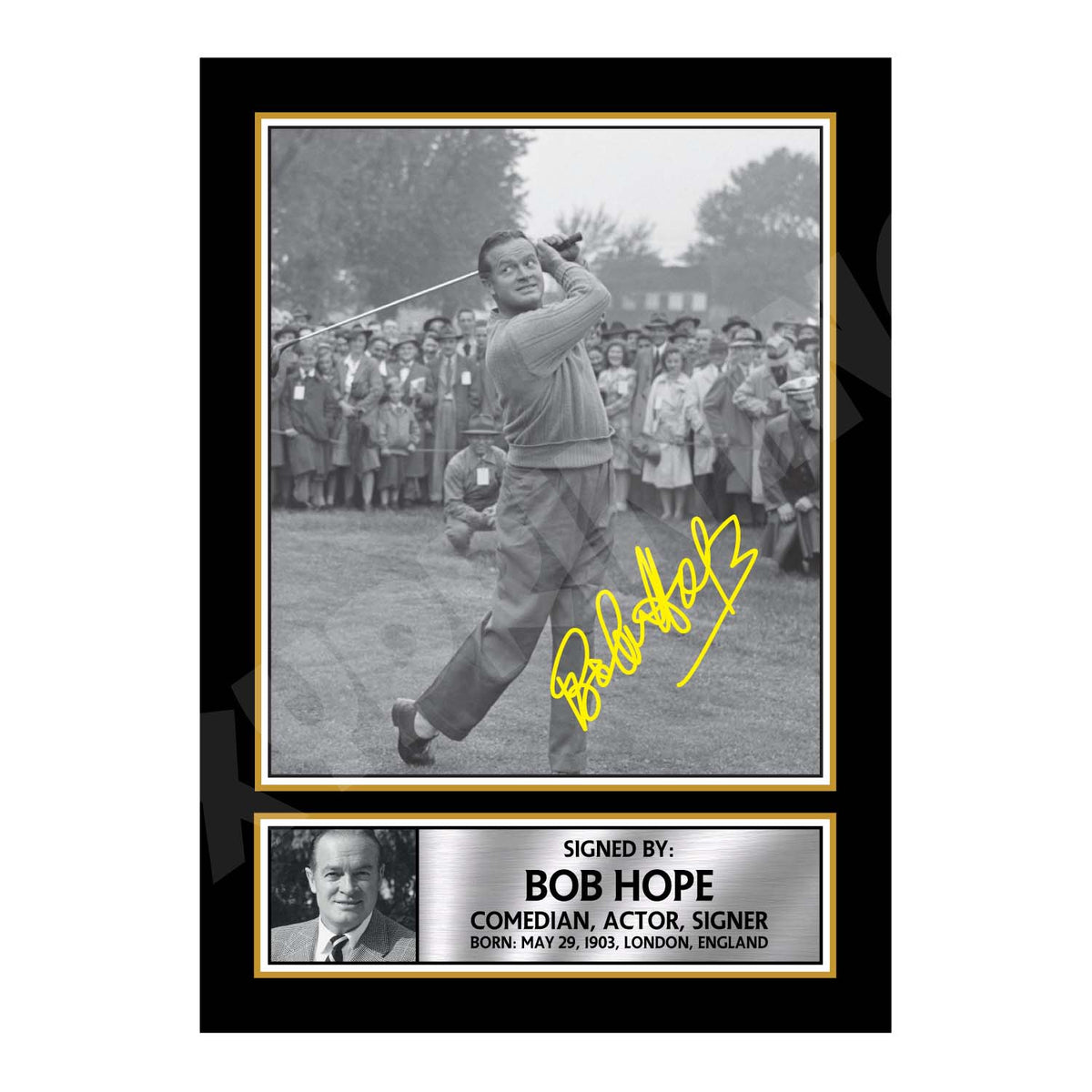 BOB HOPE Golfer Printed Signature Print – A1 Print Only