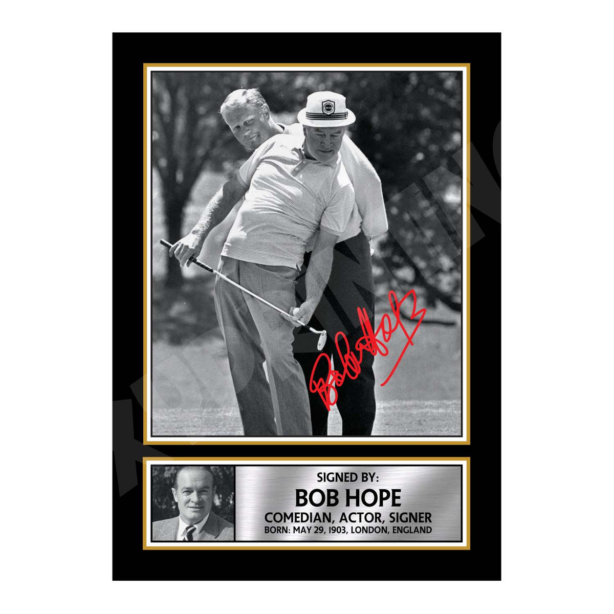 BOB HOPE 2 Golfer Printed Signature Print – A1 Print Only