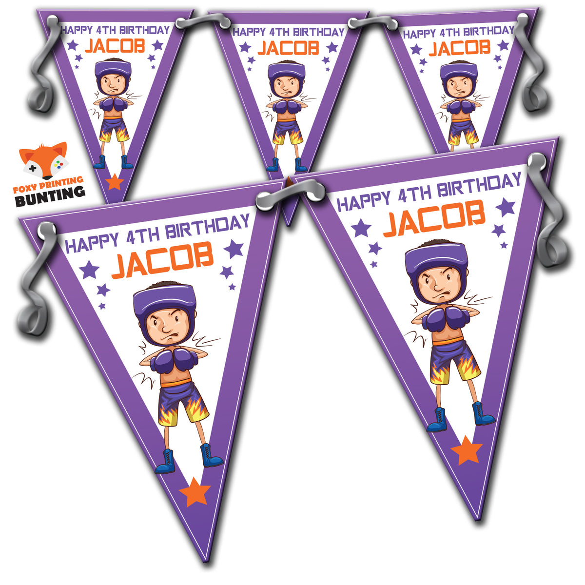 BOXING PARTY Bunting Premium Party Decorations (Standard Bunting (14.8cm X 21cm))