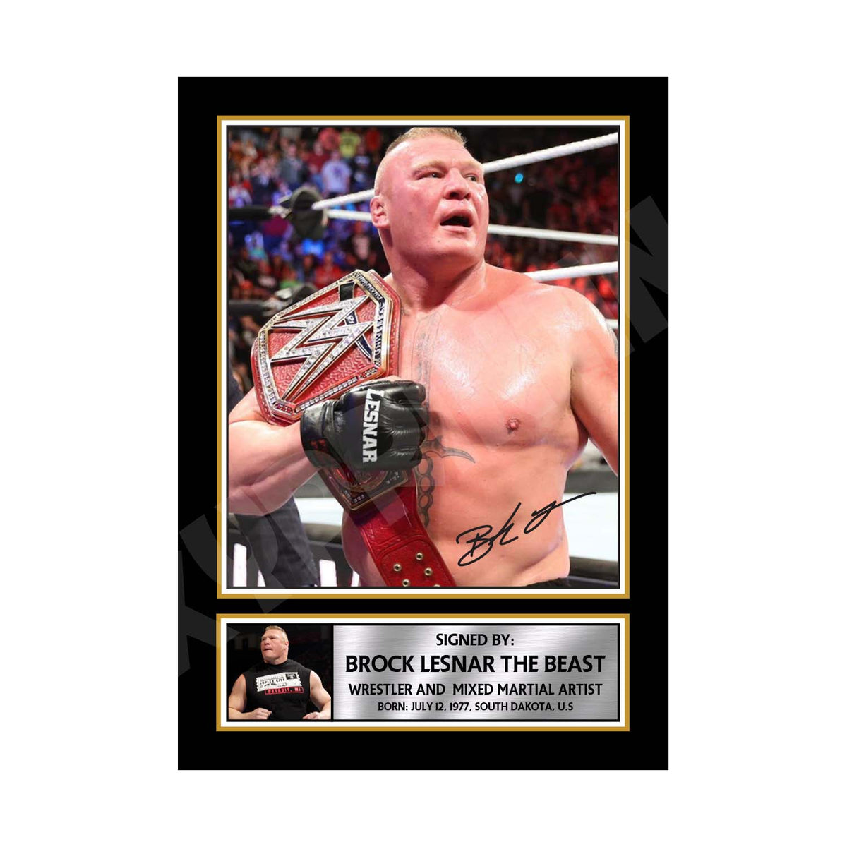 BROCK LESNAR THE BEAST MMA Wrestler Printed Signature Print – MMA Wrestling – Brock Lesnar the Beast MMA Wrestler Printed Signature Print – A1 Print Only