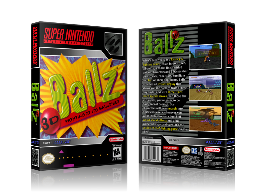 Ballz 3D Replacement Nintendo SNES Game Case Or Cover – SNES Replacement Game case product image 1