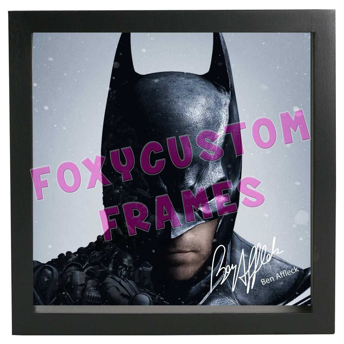 Batman - Ben Affleck Signed Lego Display Case 2 - Minifigure Display Background and Frames β Batman - Ben Affleck Printed Signature Lego Display Case 2 - Minifigure Display