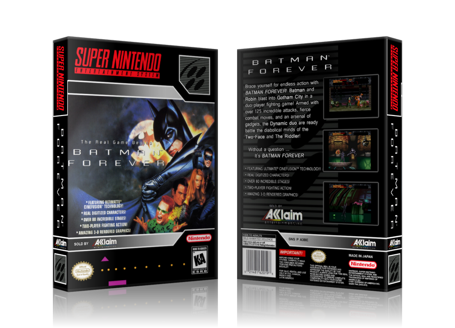 Batman Forever Replacement Nintendo SNES Game Case Or Cover β SNES Replacement Game case product image 1