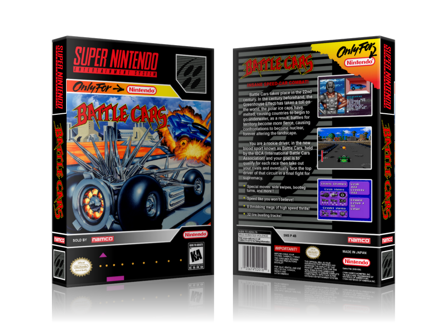 Battlecars Replacement Nintendo SNES Game Case Or Cover β SNES Replacement Game case product image 1