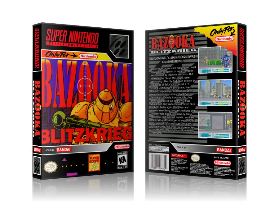 Bazooka Blitzkrieg Replacement Nintendo SNES Game Case Or Cover β SNES Replacement Game case product image 1