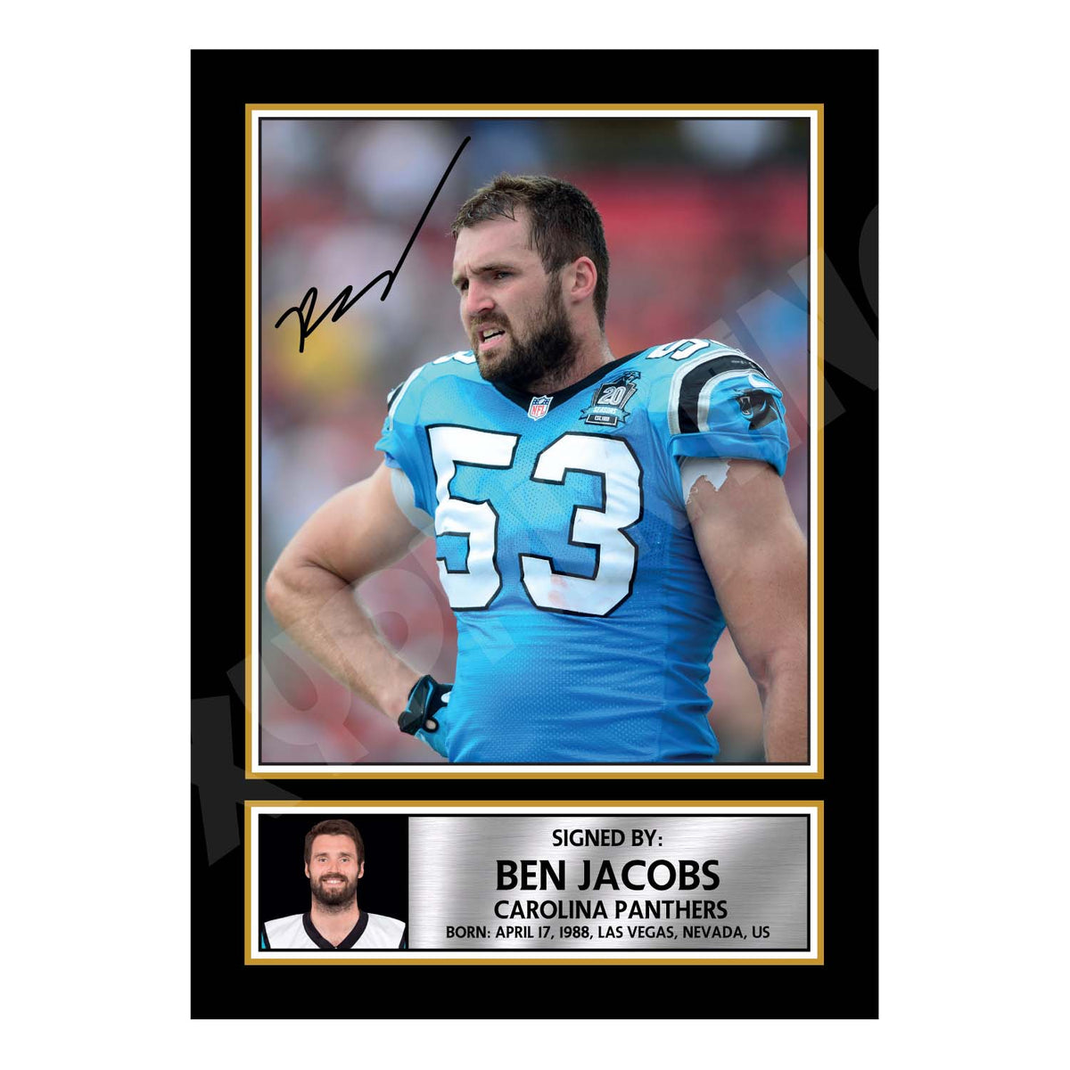 Ben Jacobs 1 American Football Printed Signature Print – A1 Print Only