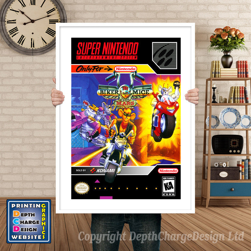 Biker Mice From Mars Super Nintendo GAME INSPIRED THEME Retro Gaming Poster A4 A3 A2 Or A1