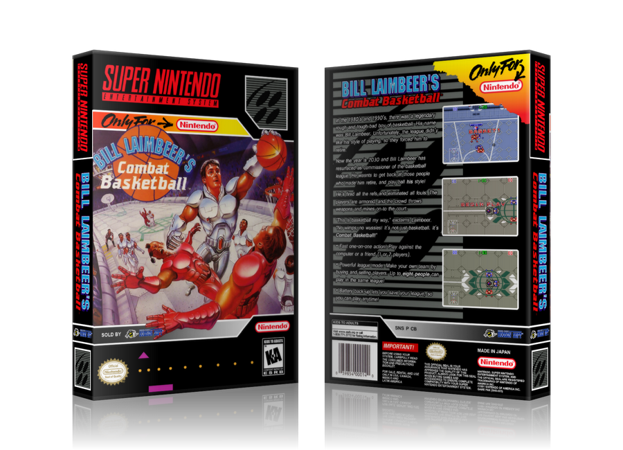 Bill Laimbeers Combat Basketball Replacement Nintendo SNES Game Case Or Cover β SNES Replacement Game case product image 1