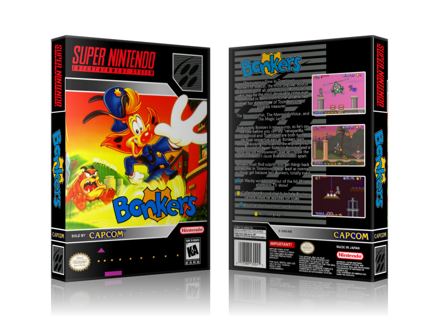Bonkers Replacement Nintendo SNES Game Case Or Cover β SNES Replacement Game case product image 1