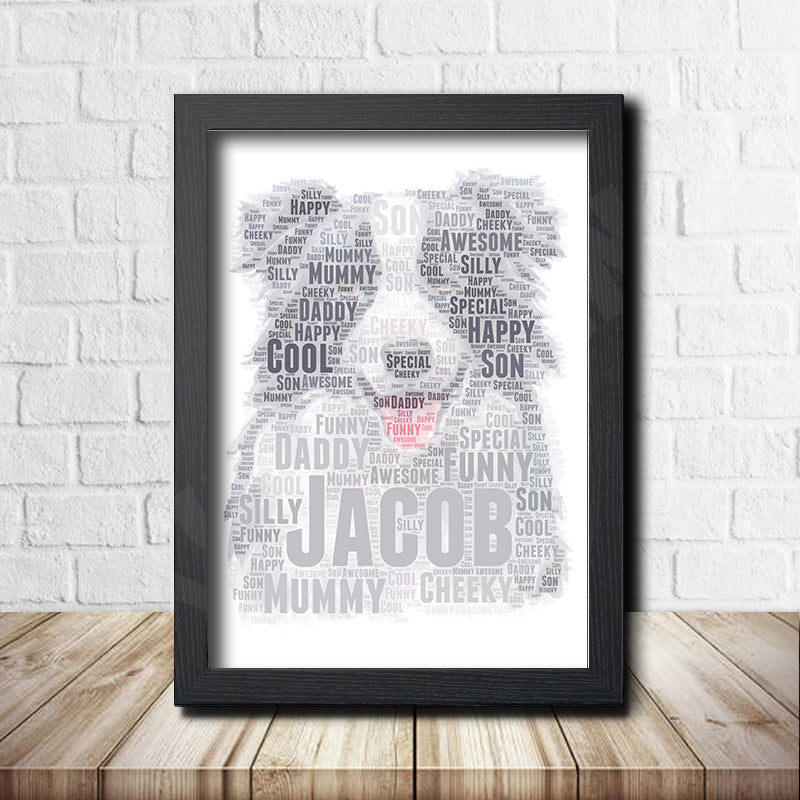 Personalised Border Collie Word Art Poster Print β Personalised Border Collie word art print in a black frame