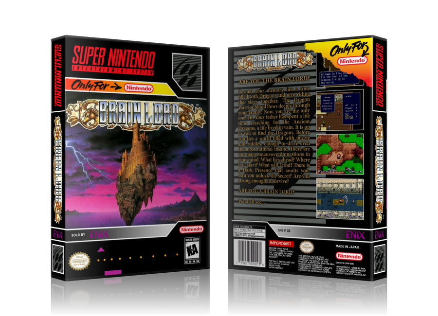 Brain Lord Replacement Nintendo SNES Game Case Or Cover – SNES Replacement Game case product image 1
