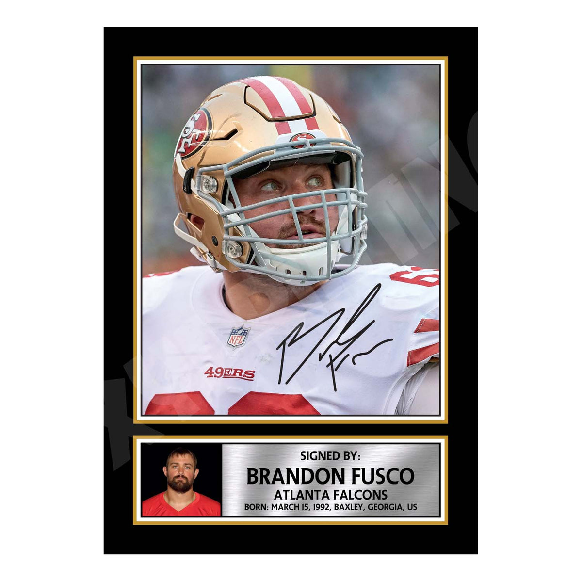 Brandon Fusco 1 American Football Printed Signature Print – A1 Print Only