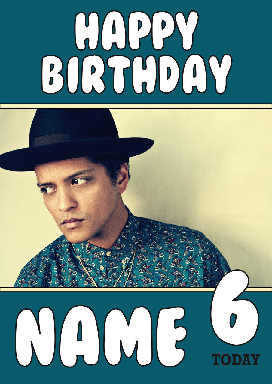 Bruno Mars Music Style Kids Adult FUNNY Birthday Card