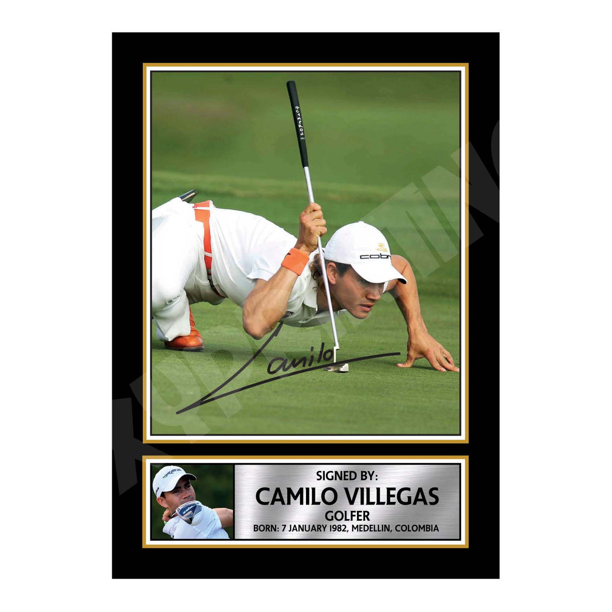 CAMILO VILLEGAS Golfer Printed Signature Print – Camilo Villegas Golfer Printed Signature Print – A1 Print Only