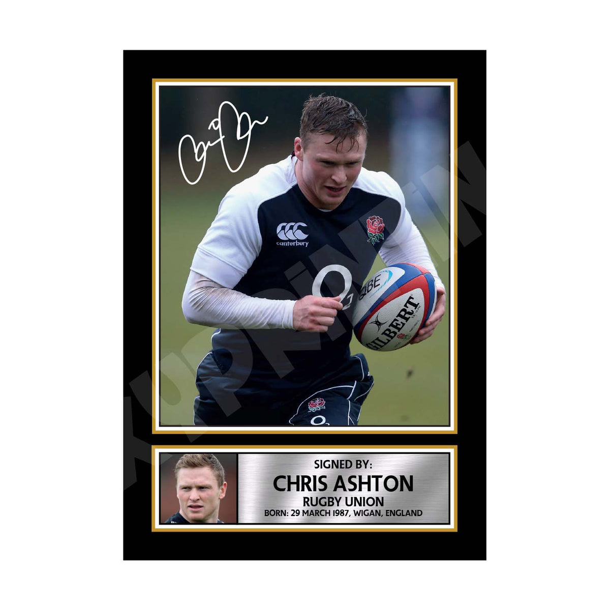 CHRIS ASHTON 2 Limited Edition Rugby Player Signed Print - Rugby