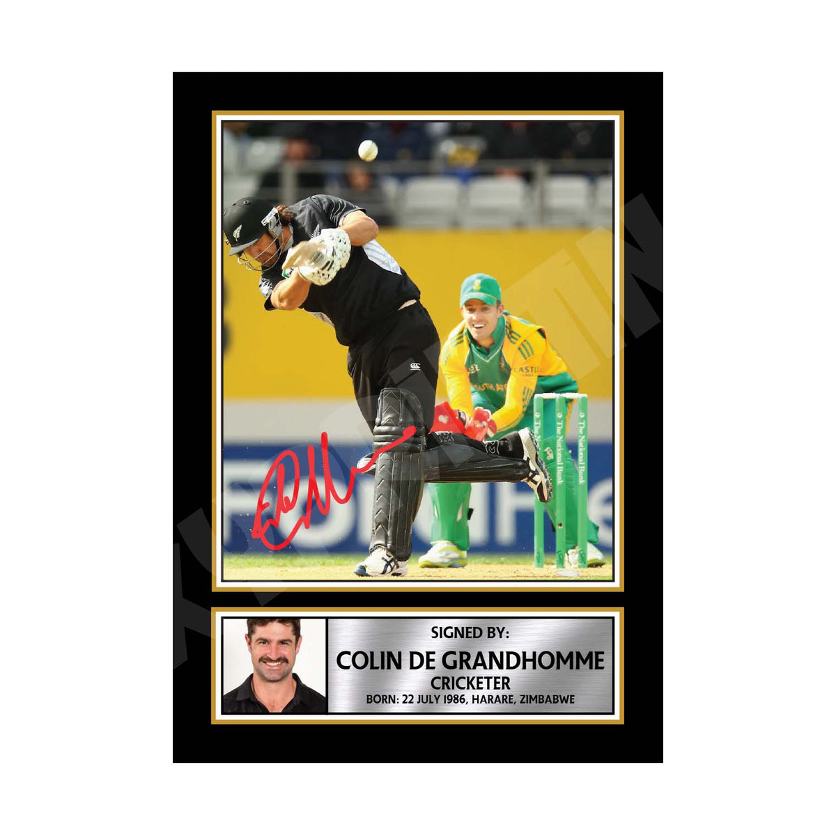 COLIN DE GRANDHOMME Cricketer Printed Signature Print – Cricket Player – Colin DE Grandhomme Cricketer Printed Signature Print – A1 Print Only