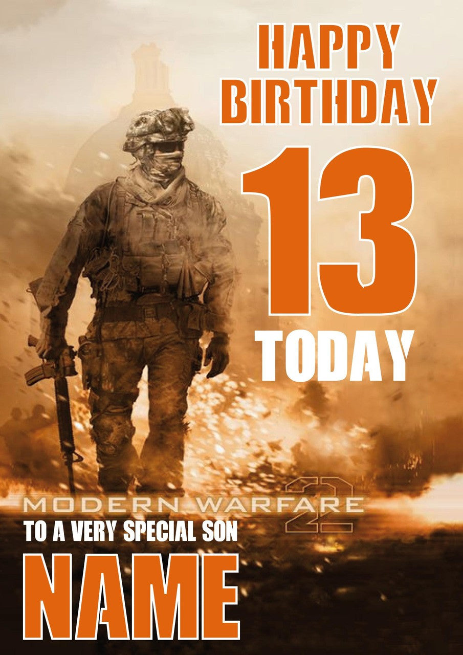 Call Of Duty 3 Theme INSPIRED Personalised Birthday Card