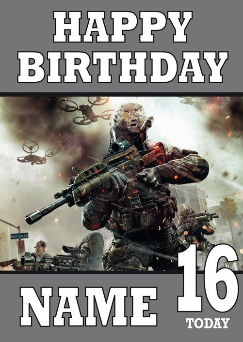Call Of Duty Design 3 THEME INSPIRED Kids Adult Personalised Birthday Card Birthday Card