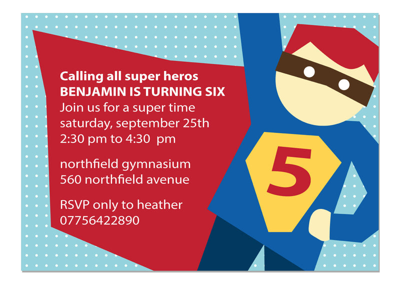 10 X Personalised Printed Calling All Superheros 2 INSPIRED STYLE Invites