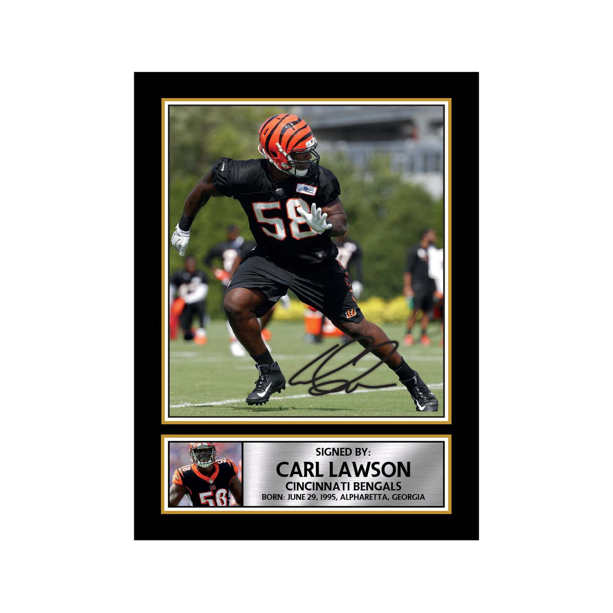 Carl Lawson American Football Printed Signature Print – A1 Print Only