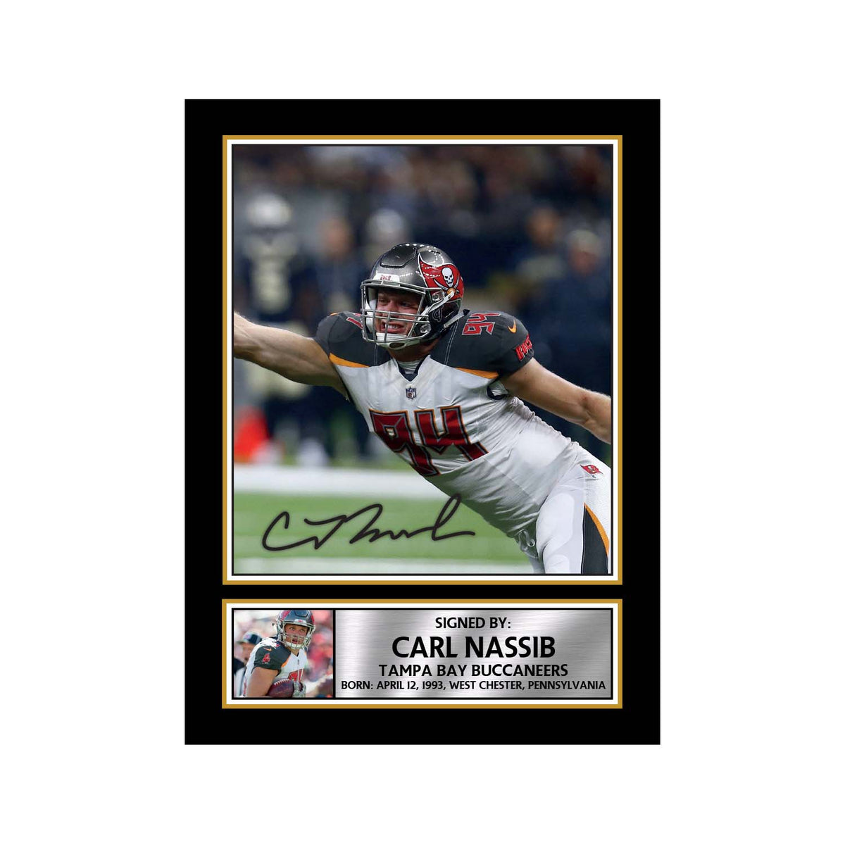 Carl Nassib 2 Limited Edition Football Signed Print - American Footballer