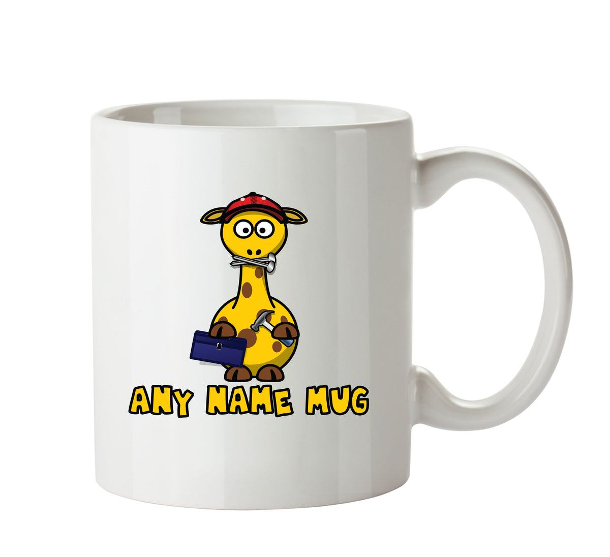 Personalised Cartoon Funny Handyman Giraffe Mug β printed mug product image 1