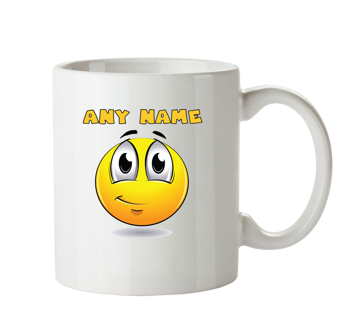 Personalised Cartoon Slight Smirk Emoji Emoticons Mugs – printed mug product image 1