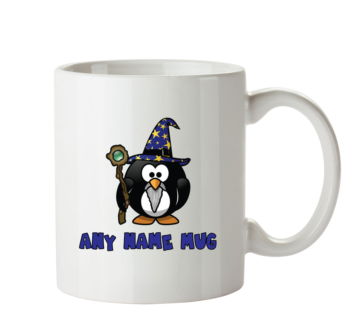 Personalised Cartoon Funny Wizard Penguin Mug β printed mug product image 1