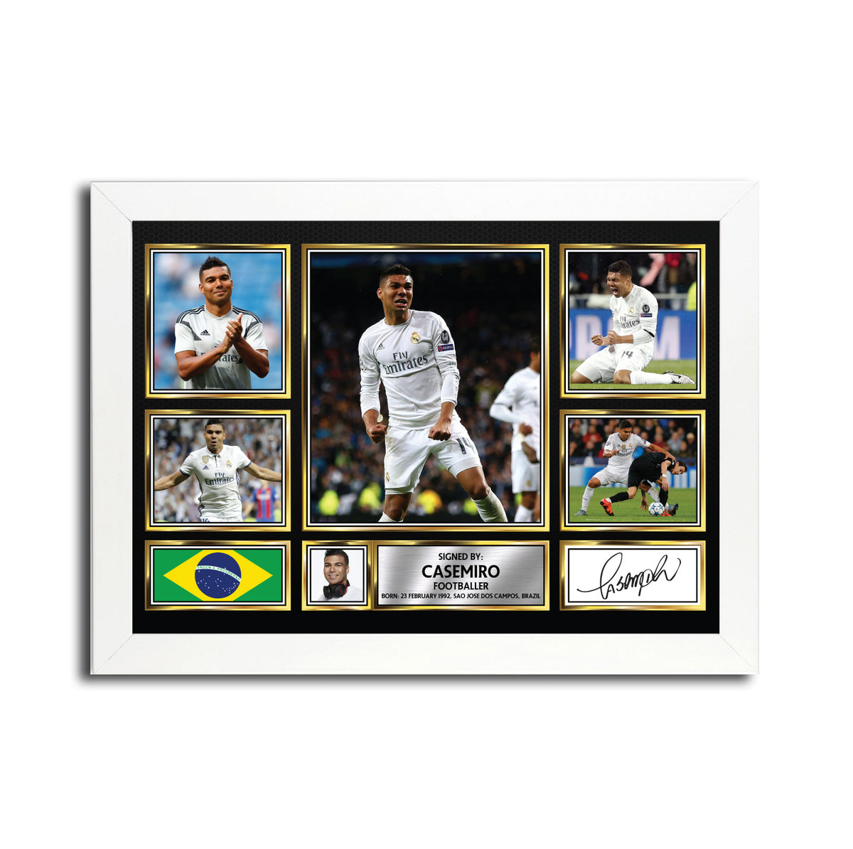 Casemiro MC1568 – Black Frame Printed Signature Football Poster – Casemiro MC1568