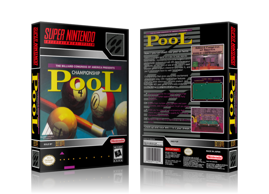 Championship Pool Replacement Nintendo SNES Game Case Or Cover β SNES Replacement Game case product image 1