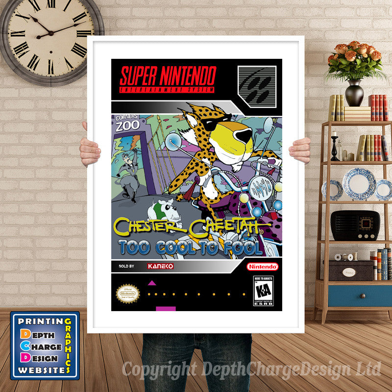 Chester Cheetah Too Cool To Fool Super Nintendo GAME INSPIRED THEME Retro Gaming Poster A4 A3 A2 Or A1 – Chester Cheetah Too Cool to Fool Super Nintendo Game Inspired Theme Retro