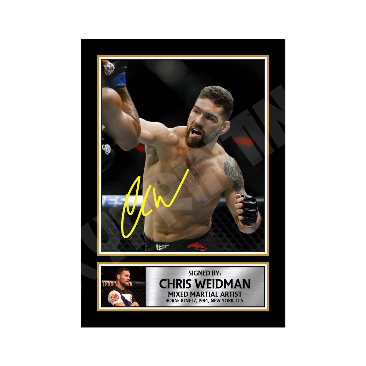 Chris Weidman 2 MMA Wrestler Printed Signature Print – MMA Wrestling – Chris Weidman 2 MMA Wrestler Printed Signature Print – A1 Print Only